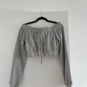 Cropped off the shoulder crewneck